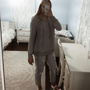mystique light gray long sleeve sweater